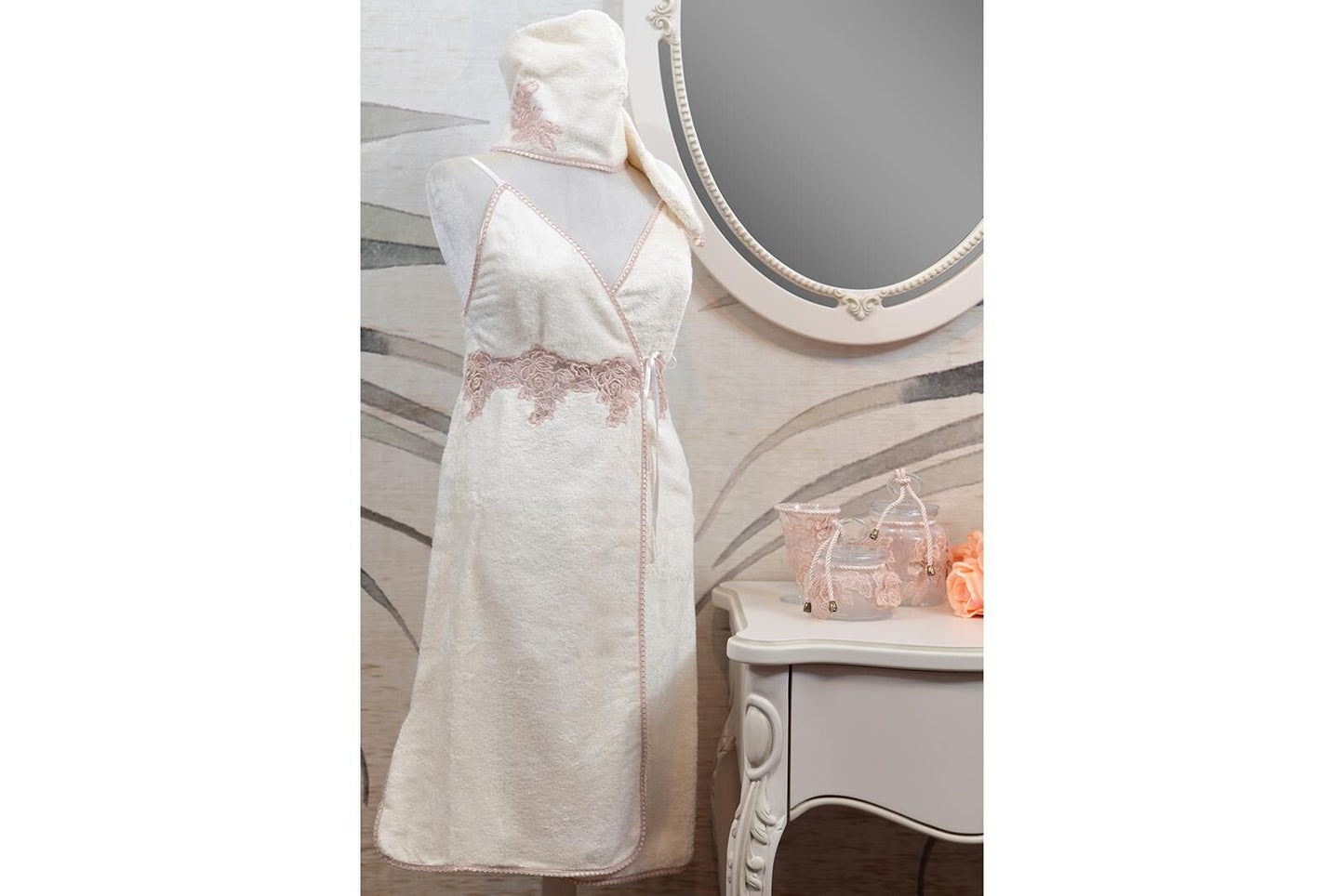 BRUNELLA MINI BATHROBE W/HANGER POWDER