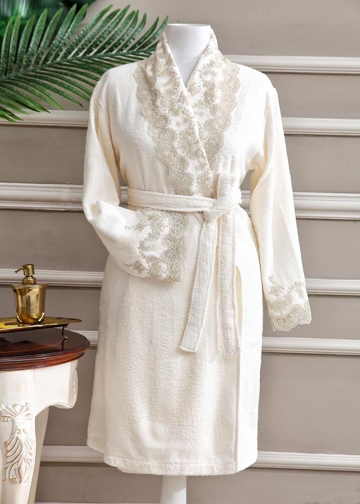 ELAYNA BATHROBE CREAM M-L SIZE