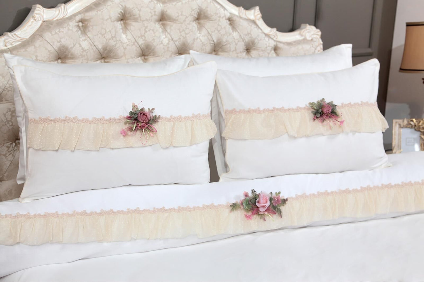 ROSE DREAM QUILT COVER SET CREAM CK.200x220cm 6 PCS