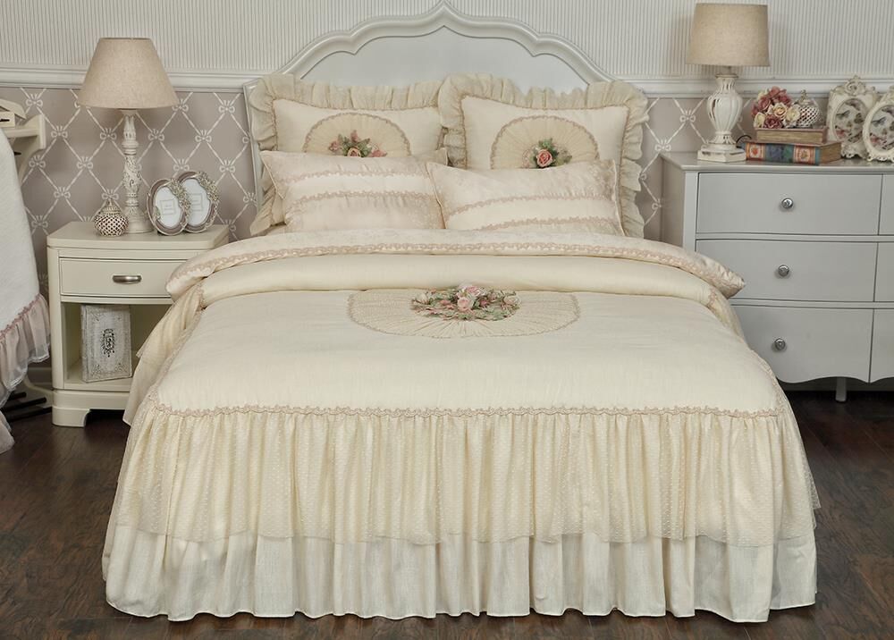 ROSE DREAM BEDSPREAD DOUBLE CREAM 270x270cm 3 PCS