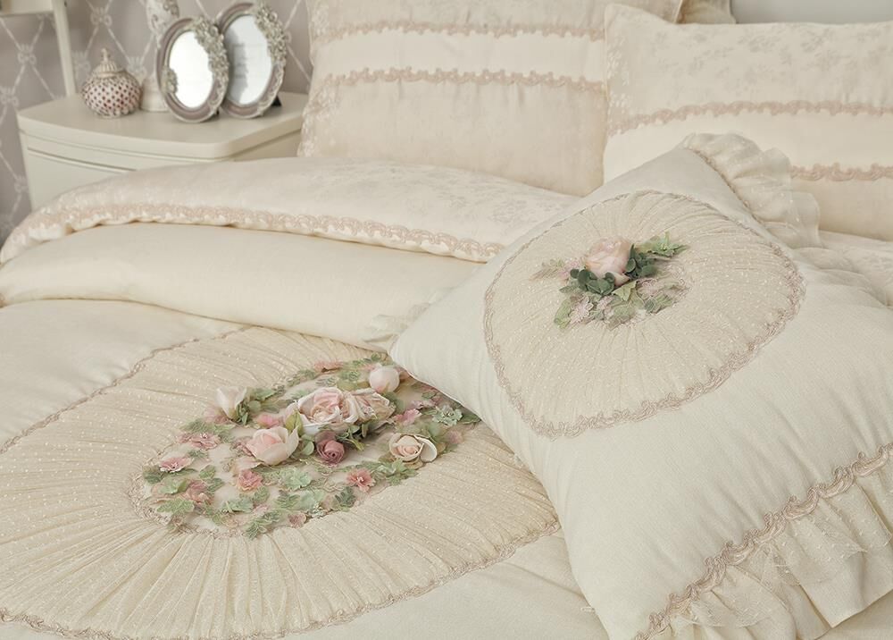 ROSE DREAM BEDSPREAD DOUBLE CREAM 270x270cm 3 PCS