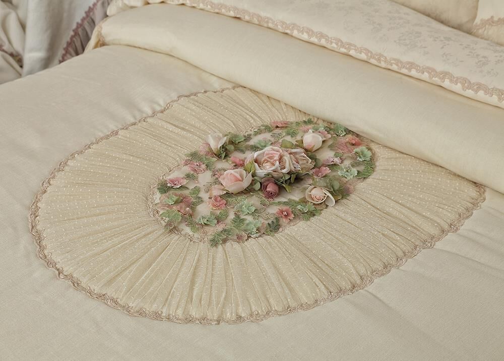 ROSE DREAM BEDSPREAD DOUBLE CREAM 270x270cm 3 PCS