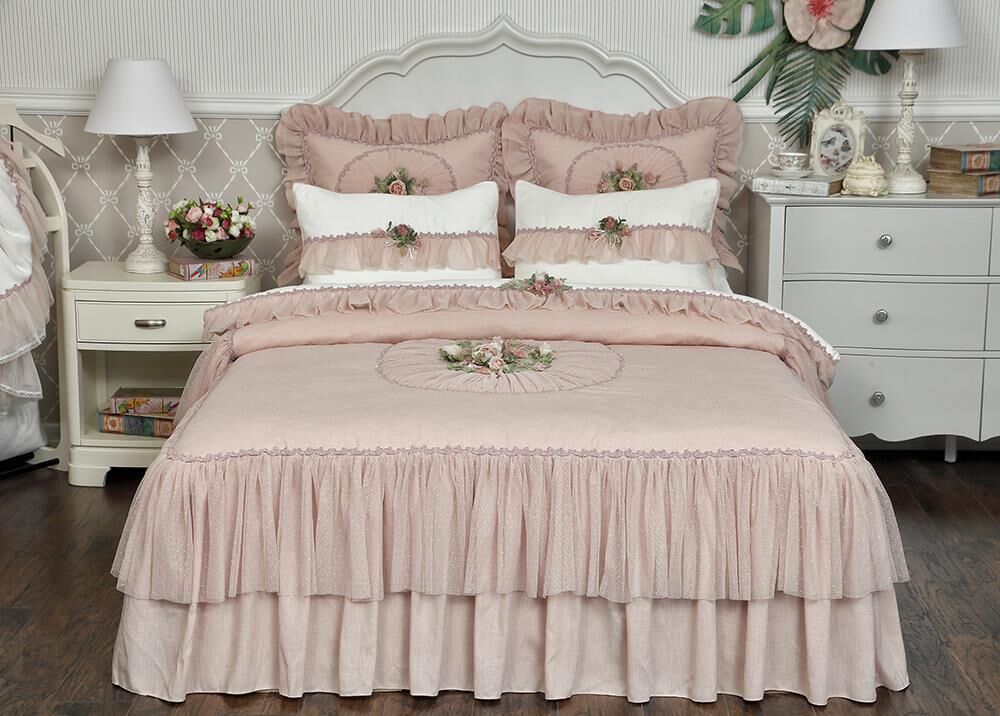 ROSE DREAM BEDSPREAD DOUBLE PINK 270x270cm 3 PCS