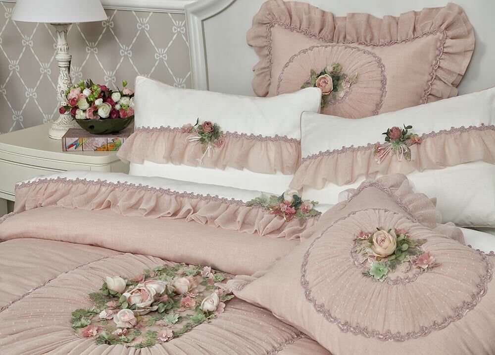 ROSE DREAM BEDSPREAD DOUBLE PINK 270x270cm 3 PCS