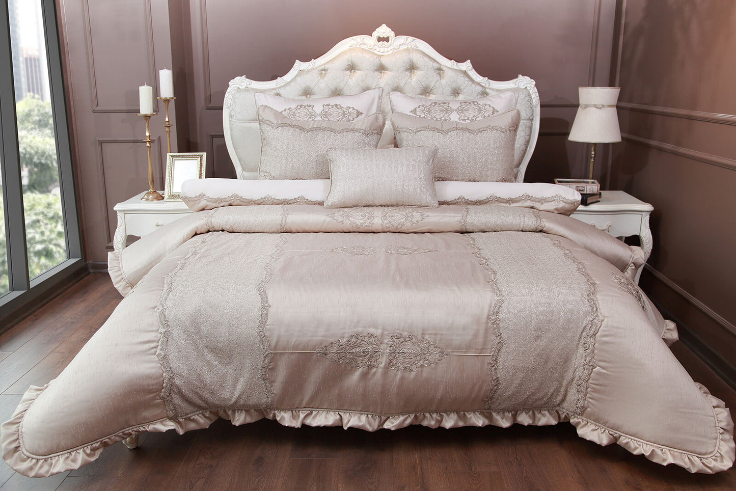 SOLASTA BEDSPREAD SET OF STONE 270x270cm 4 PCS